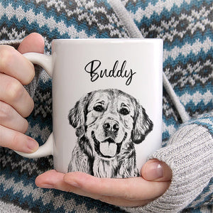 GeckoCustom Custom Dog Photo Portrait Pencil Drawing Mug - Gift for Dog Lovers LM32 891917