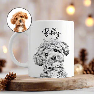 GeckoCustom Custom Dog Photo Portrait Pencil Drawing Mug - Gift for Dog Lovers LM32 891917