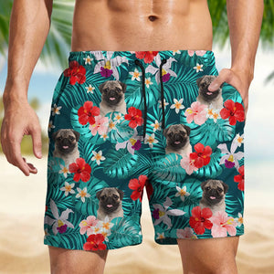 GeckoCustom Custom Dog Photo Summer Tropical Beach Short For Men N304 890452