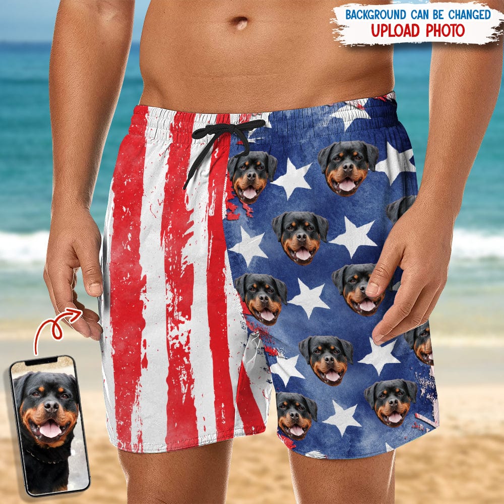 GeckoCustom Custom Dog Photo US Stars Beach Short N304 889232