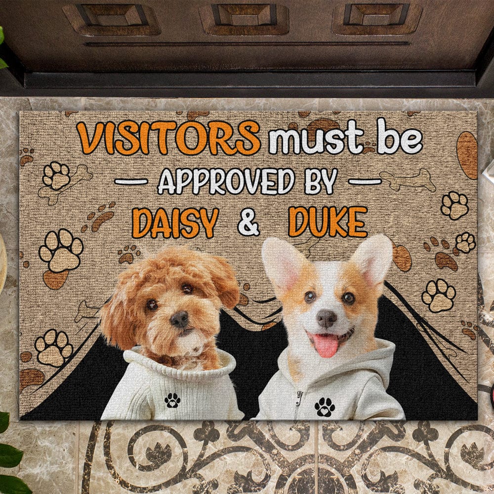 GeckoCustom Custom Dog Photo Visitors Must Be Approved By This Dog Doormats LM32 893087
