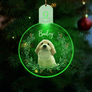 GeckoCustom Custom Dog Photo Wishing You A Christmas Filled With Wagging Tails And Wet Noses Led Acrylic Ornament HA75 891843 3 inches