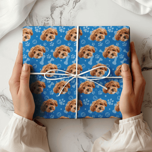 GeckoCustom Custom Dog Photo With Bone On Wrapping Paper TH10 892177