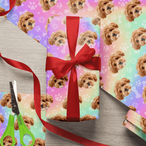 GeckoCustom Custom Dog Photo With Bone On Wrapping Paper TH10 892177