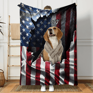 GeckoCustom Custom Dog Photo With Flag US Background Blanket T286 889952