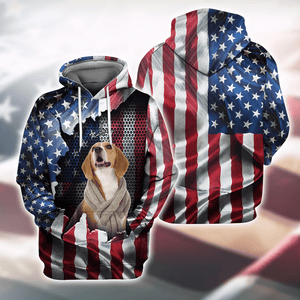 GeckoCustom Custom Dog Photo With Flag US Background T-Shirt T286 889956