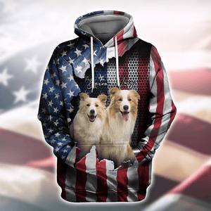 GeckoCustom Custom Dog Photo With Flag US Background T-Shirt T286 889956