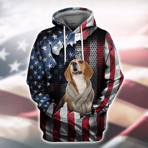 GeckoCustom Custom Dog Photo With Flag US Background T-Shirt T286 889956