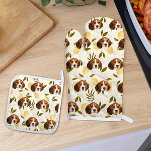 GeckoCustom Custom Dog Photo With Fruit Pattern Oven Mitt K228 889502