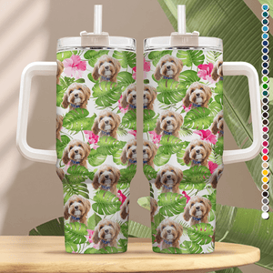 GeckoCustom Custom Dog Photo With Hawaiian Style Tumbler 40oz TA29 890344