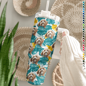 GeckoCustom Custom Dog Photo With Hawaiian Style Tumbler 40oz TA29 890344