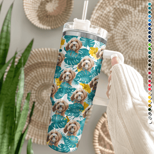 GeckoCustom Custom Dog Photo With Hawaiian Style Tumbler Iron Ring 40oz TA29 890346