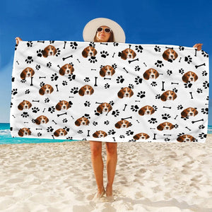 GeckoCustom Custom Dog Photo With Icon Decoration Beach Towel TA29 888914 30"x60"