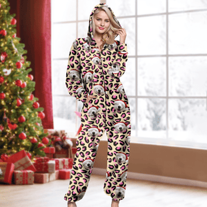 GeckoCustom Custom Dog Photo With Leopard Pattern Onesie Pajamas HO82 893346