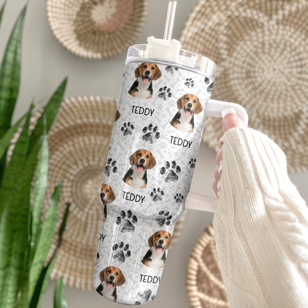 GeckoCustom Custom Dog Photo With Paw And Bone Icon Tumbler 40oz TA29 890338