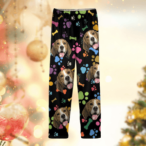 GeckoCustom Custom Dog Photo With Paw And Bone Pattern Pajamas TA29 889912 For Kid / Only Pants / 3XS