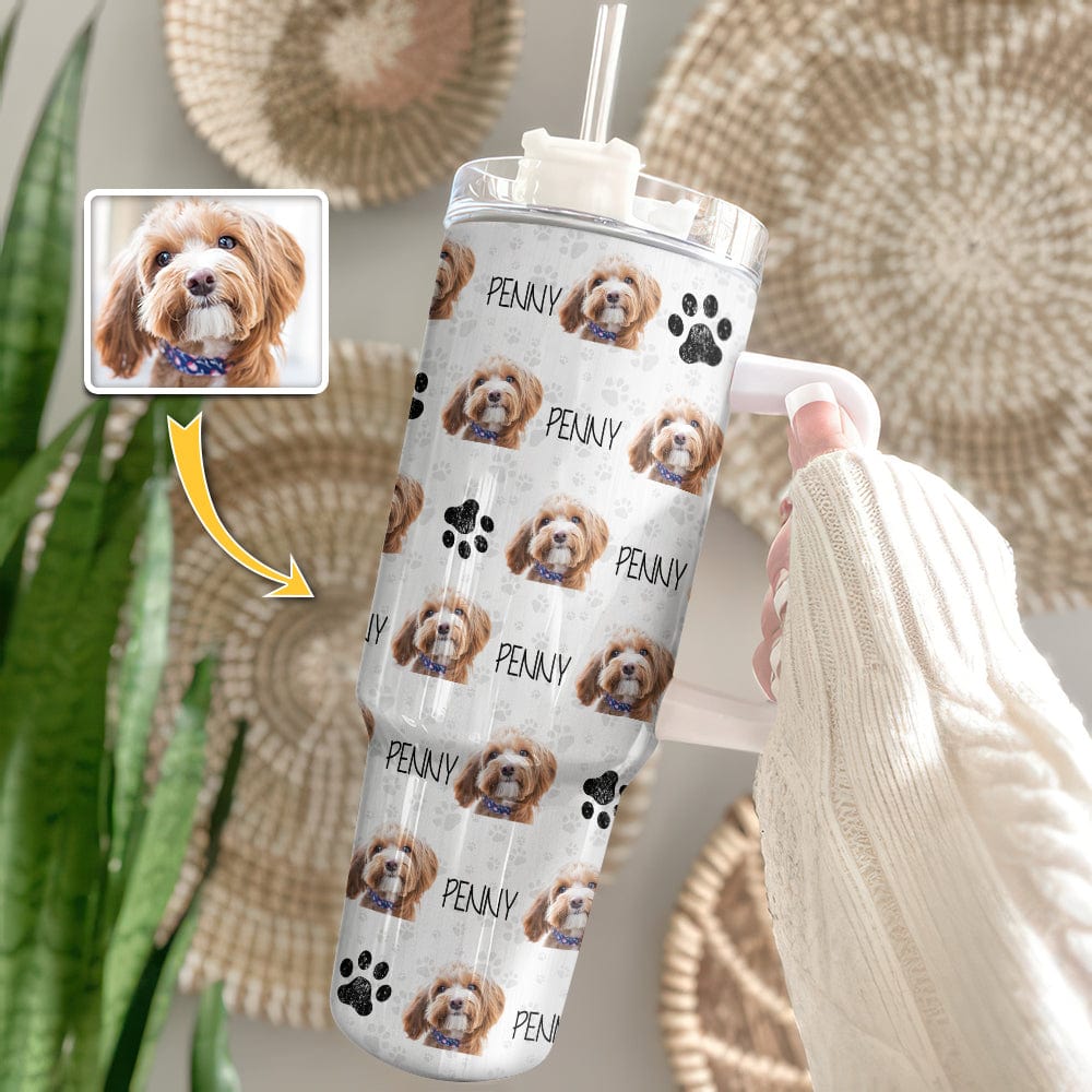 GeckoCustom Custom Dog Photo With Paw Dog Tumbler 40oz TA29 890589