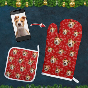 GeckoCustom Custom Dog Photo With Paw Pattern Oven Mitt K228 889863