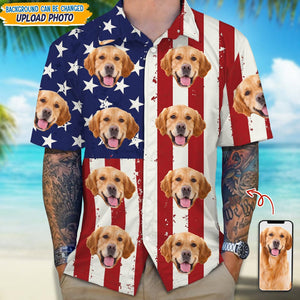 GeckoCustom Custom Dog Photo With Us Flag Hawaii Shirt N304 889228