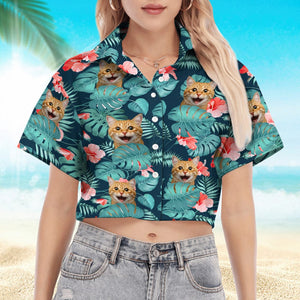 GeckoCustom Custom Dog Photo Women's Cropped Shirt K228 890449