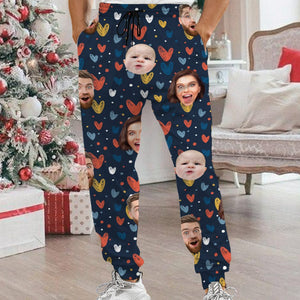 GeckoCustom Custom Face Couple, Family, Dog, Cat Pants Christmas, Valentine Gift TA29 HA75 888717