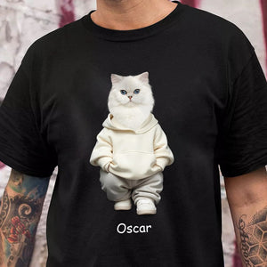 GeckoCustom Custom Face Cute Cat Dark Shirt Gift For Cat Lovers HA75 891814 Premium Tee / P Black / S