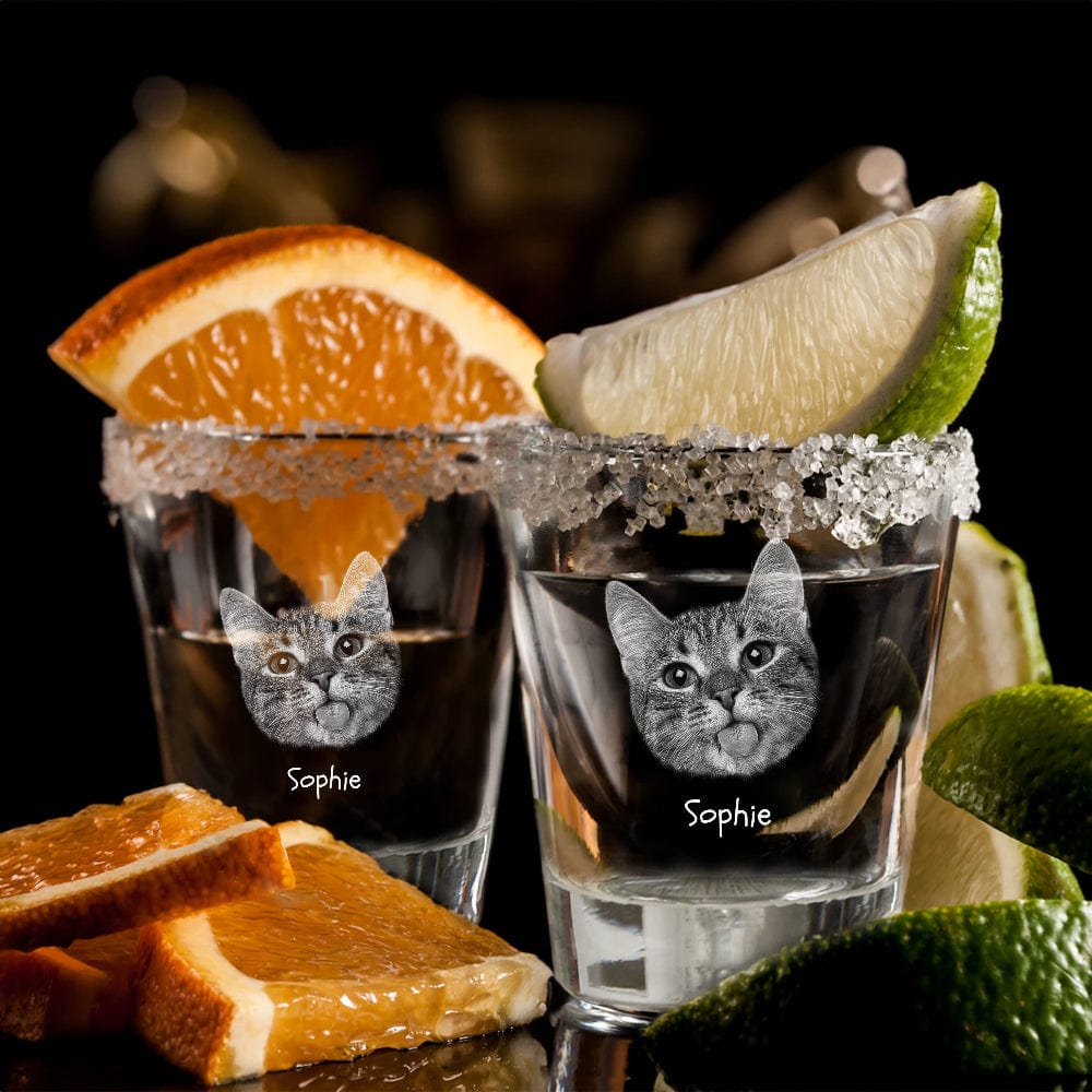 GeckoCustom Custom Face Dog Cat Engraved Shot Glass Gift For Dog Lovers Cat Lovers HA75 895108 1.5oz