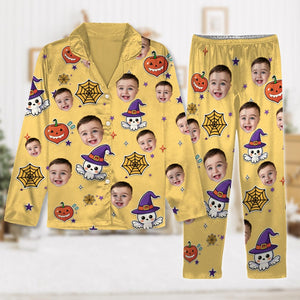 GeckoCustom Custom Face Ghost Pattern Halloween Pajamas HA75 891532