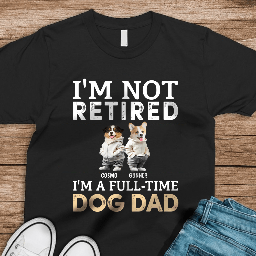 GeckoCustom Custom Face Photo A Full-time Dog Dad Dog Mom Dark Sweatshirt For Dog Lovers HO82 893476 Basic Tee / Black / S