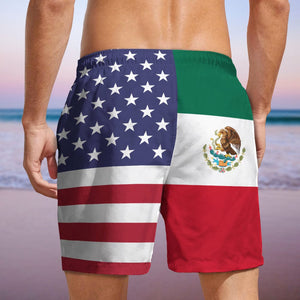 GeckoCustom Custom Face Photo American Mexican Flag Men's Beach Short K228 889196