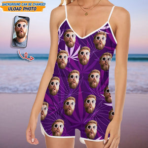 GeckoCustom Custom Face Photo And Weed Design Romper N304 889381