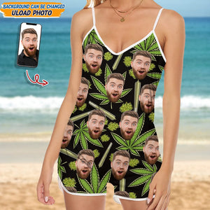 GeckoCustom Custom Face Photo And Weed Design Romper N304 889381