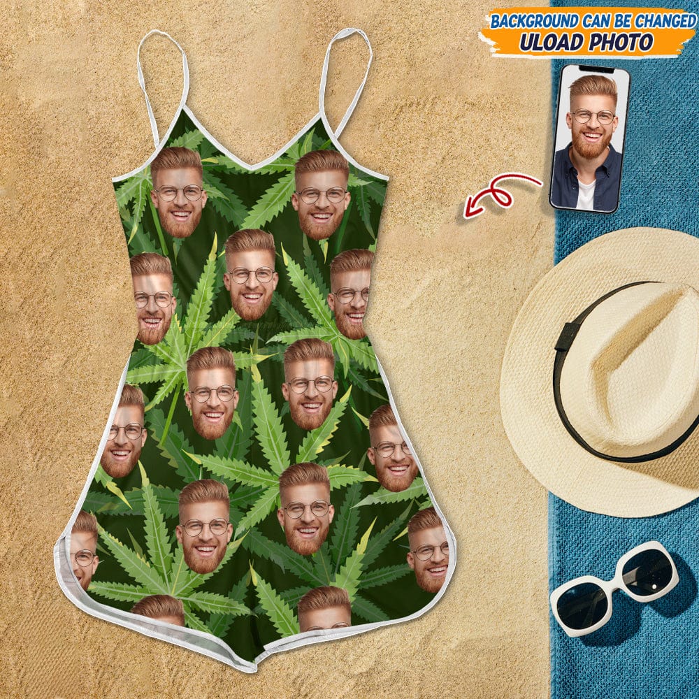 GeckoCustom Custom Face Photo And Weed Design Romper N304 889381