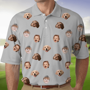 GeckoCustom Custom Face Photo Dog Cat Family Polo Shirt DM01 891117