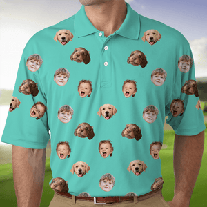 GeckoCustom Custom Face Photo Dog Cat Family Polo Shirt DM01 891117