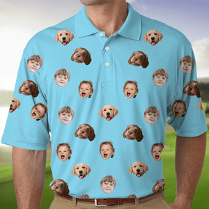 GeckoCustom Custom Face Photo Dog Cat Family Polo Shirt DM01 891117