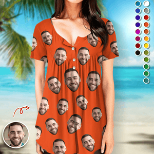 GeckoCustom Custom Face Photo Family Funny V Neck Blouse Shirt HA75 890800