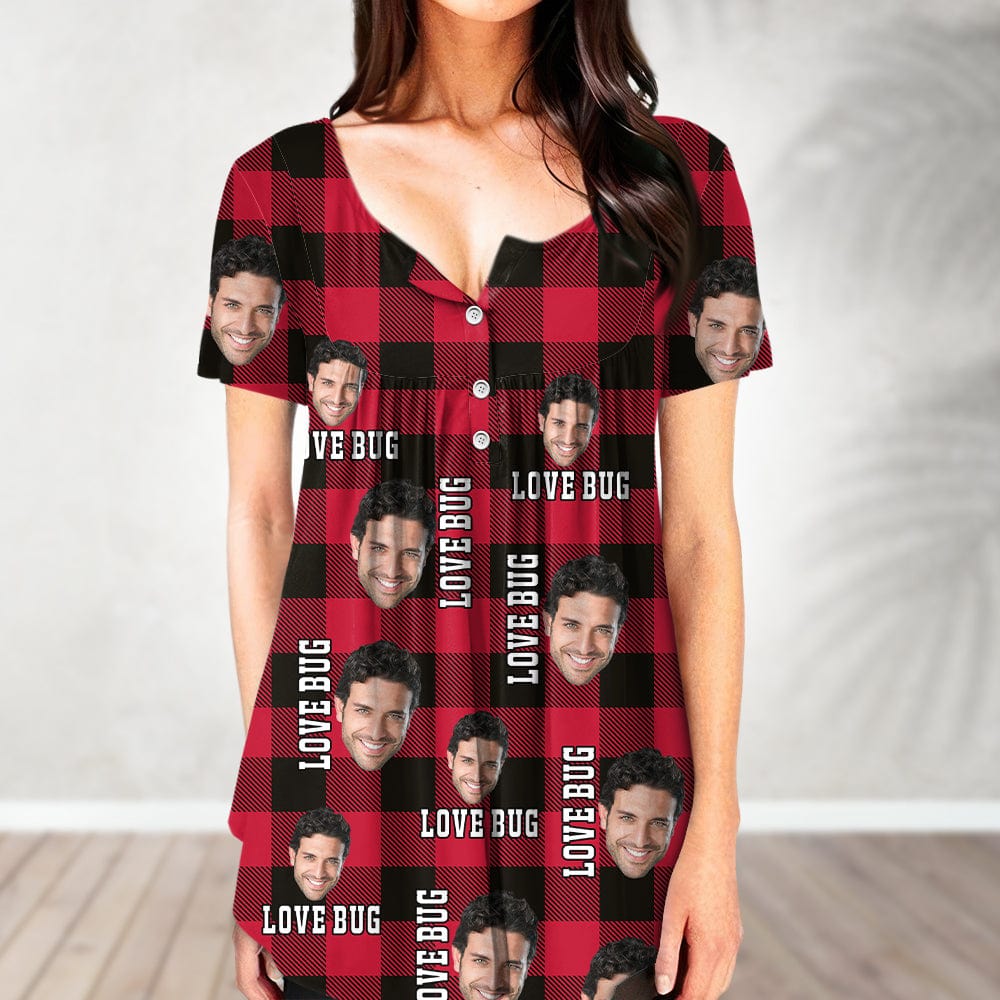 GeckoCustom Custom Face Photo Flannel Design Christmas Gift V Neck Blouse Shirt TH10 892029