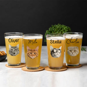 GeckoCustom Custom Face Photo For Cat Lover Print Beer Glass N304 890921 16oz