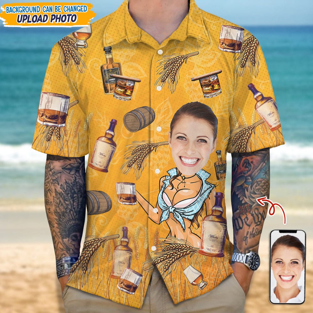 GeckoCustom Custom Face Photo For Whiskey Lover Hawaii Shirt N304 889355