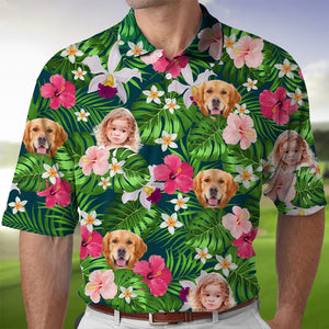 GeckoCustom Custom Face Photo Hawaiian Dog Family Polo Shirt DM01 891099