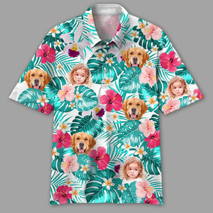 GeckoCustom Custom Face Photo Hawaiian Dog Family Polo Shirt DM01 891099