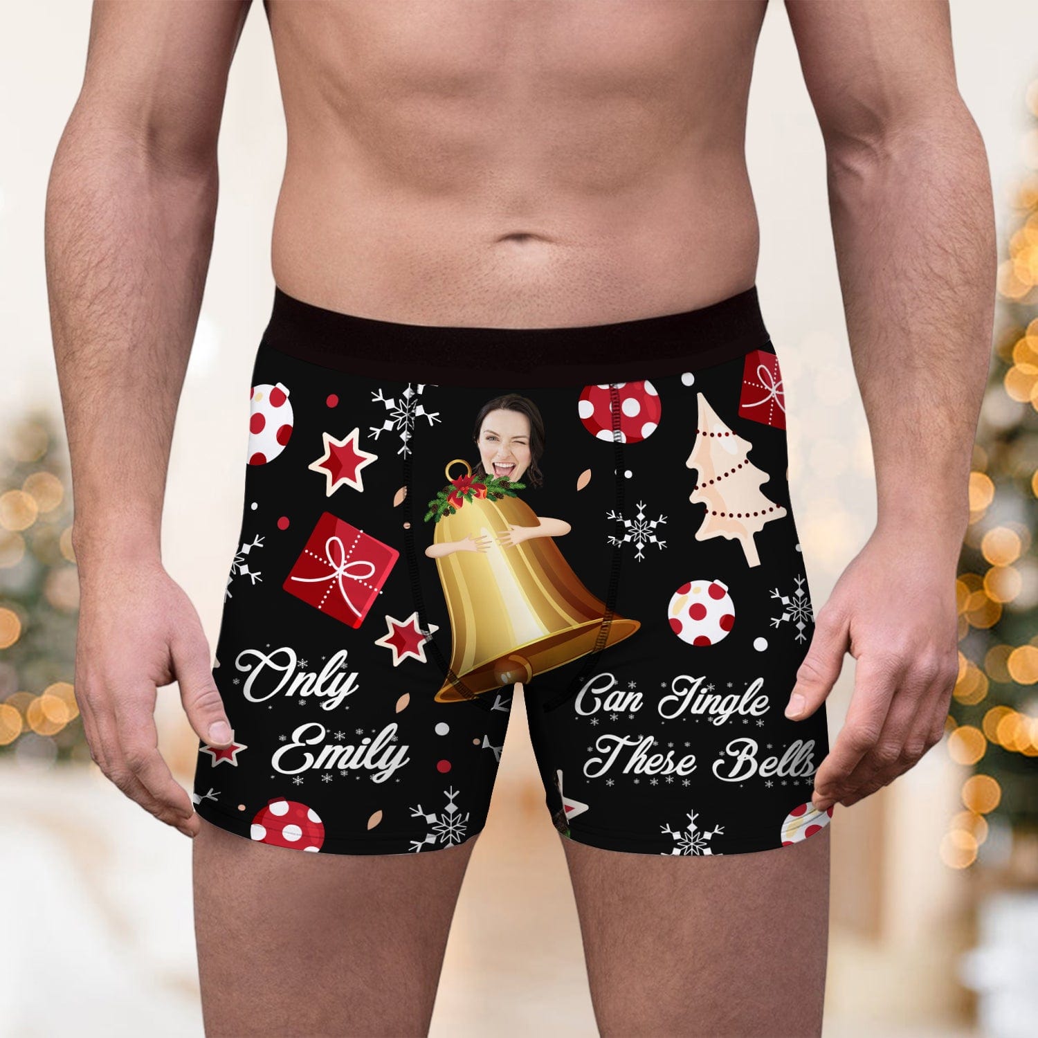 GeckoCustom Custom Face Photo Jingle My Bells Christmas Boxer Briefs TA29 889736