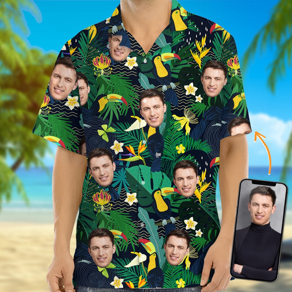 GeckoCustom Custom Face Photo Jungle Parrot Hawaii Shirt TA29 889571