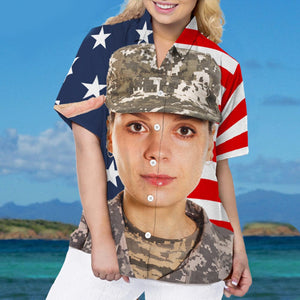 GeckoCustom Custom face photo Military Hawaiian Shirt N369 98369