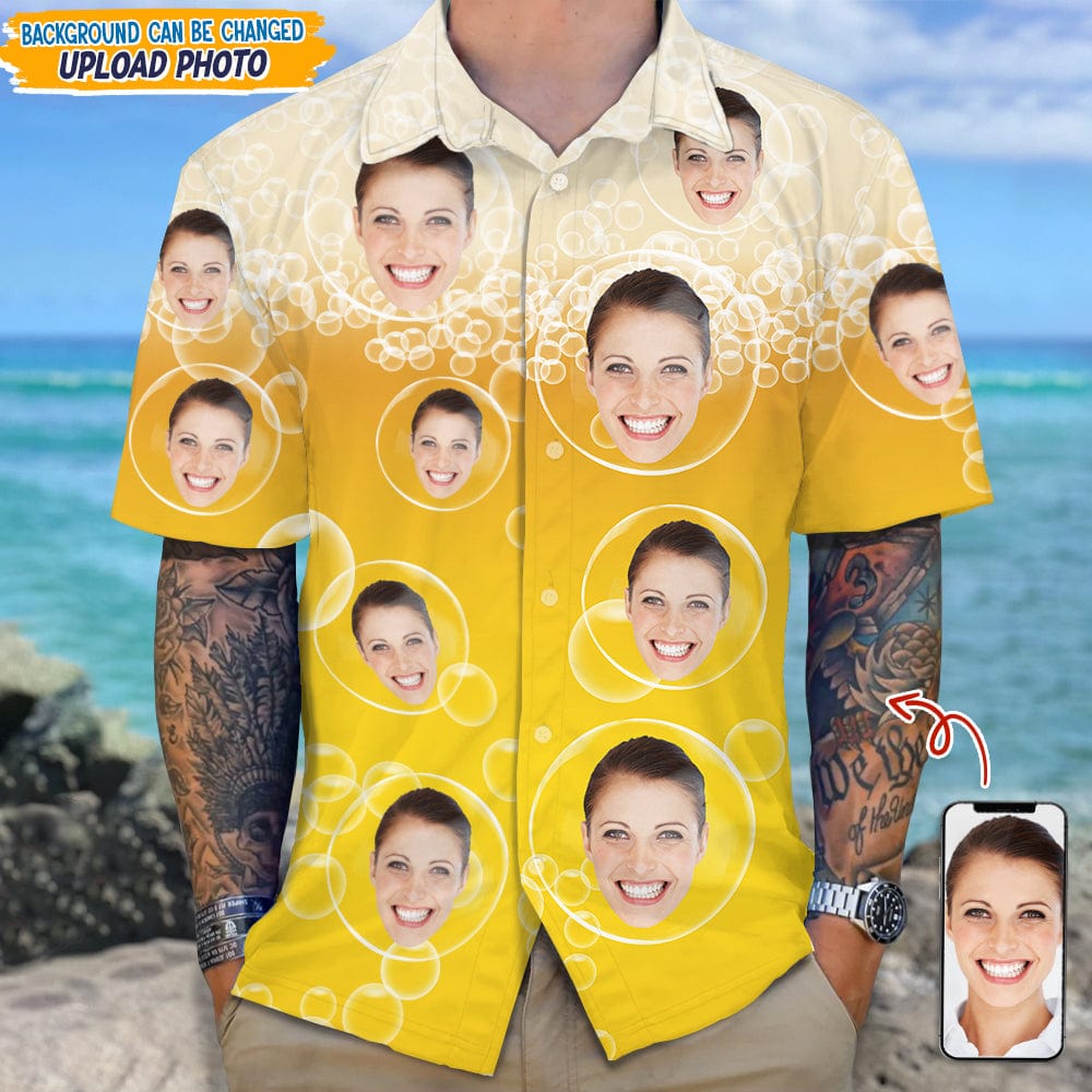 GeckoCustom Custom Face Photo With Beer Bubble Hawaii Shirt N304 889287