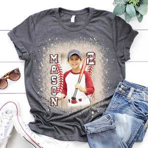 GeckoCustom Custom Face Photo With Bleached Pattern For Baseball Lovers Shirt K228 889542