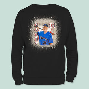 GeckoCustom Custom Face Photo With Bleached Pattern For Baseball Lovers Shirt K228 889542 Long Sleeve / Colour Black / S