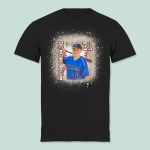 GeckoCustom Custom Face Photo With Bleached Pattern For Baseball Lovers Shirt K228 889542 Premium Tee (Favorite) / P Black / S