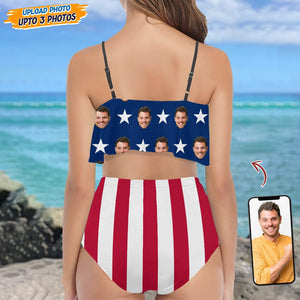 GeckoCustom Custom Face Photo With US Flag Bikini Swimsuit K228 889306